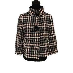 Nygard Collection Womens Size 6 Short Houndstooth Black White Pink 3/4 Sleeve